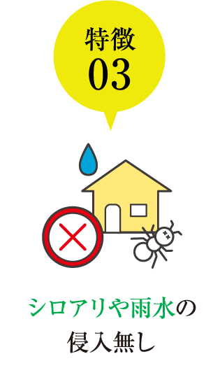 シロアリや雨水の侵入無し