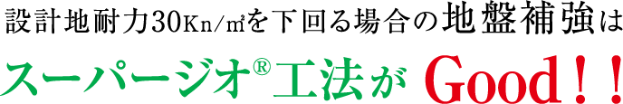 設計地耐力30Kn/㎡を下回る場合の地盤補強はスーパージオ®工法がGood!!